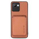 For Realme C30 Carbon Fiber Leather Card Magsafe Phone Case(Brown) - 1
