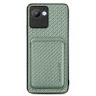 For Realme C30 Carbon Fiber Leather Card Magsafe Phone Case(Green) - 1
