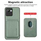 For Realme C30 Carbon Fiber Leather Card Magsafe Phone Case(Green) - 2