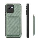 For Realme C30 Carbon Fiber Leather Card Magsafe Phone Case(Green) - 3