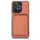 For Realme Neo7 Carbon Fiber Leather Card Magsafe Phone Case(Brown) - 1