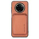 For Realme 14 Pro Carbon Fiber Leather Card Magsafe Phone Case(Brown) - 1