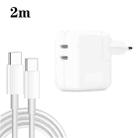 35W PD3.0 USB-C / Type-C Dual Port Charger with 2m Type-C to Type-C Data Cable, EU Plug - 1