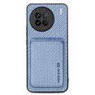 For vivo X90 Carbon Fiber Leather Card Magsafe Phone Case(Blue) - 1