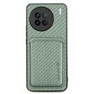 For vivo X90 Carbon Fiber Leather Card Magsafe Phone Case(Green) - 1