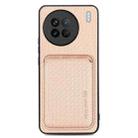 For vivo X90 Carbon Fiber Leather Card Magsafe Phone Case(Khaki) - 1