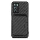 For vivo T1 Carbon Fiber Leather Card Magsafe Phone Case(Black) - 1