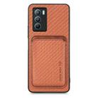 For vivo T1 Carbon Fiber Leather Card Magsafe Phone Case(Brown) - 1