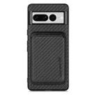 For Google Pixel 7 Pro Carbon Fiber Leather Card Magsafe Phone Case(Black) - 1