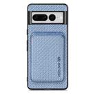 For Google Pixel 7 Pro Carbon Fiber Leather Card Magsafe Phone Case(Blue) - 1