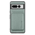 For Google Pixel 7 Pro Carbon Fiber Leather Card Magsafe Phone Case(Green) - 1