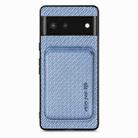 For Google Pixel 6 Carbon Fiber Leather Card Magsafe Phone Case(Blue) - 1