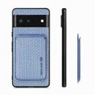 For Google Pixel 6 Carbon Fiber Leather Card Magsafe Phone Case(Blue) - 3