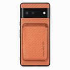 For Google Pixel 6 Carbon Fiber Leather Card Magsafe Phone Case(Brown) - 1