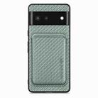 For Google Pixel 6 Carbon Fiber Leather Card Magsafe Phone Case(Green) - 1