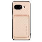For Google Pixel 9a Carbon Fiber Leather Card Magsafe Phone Case(Khaki) - 1