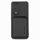 For Honor 80 Carbon Fiber Leather Card Magsafe Phone Case(Black) - 1