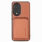 For Honor 80 Carbon Fiber Leather Card Magsafe Phone Case(Brown) - 1