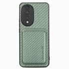 For Honor 80 Carbon Fiber Leather Card Magsafe Phone Case(Green) - 1