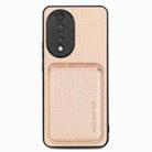 For Honor 80 Carbon Fiber Leather Card Magsafe Phone Case(Khaki) - 1