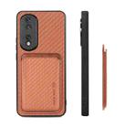 For Honor 80 Pro Carbon Fiber Leather Card Magsafe Phone Case(Brown) - 3