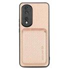 For Honor 80 Pro Carbon Fiber Leather Card Magsafe Phone Case(Khaki) - 1