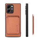 For Honor 80 SE Carbon Fiber Leather Card Magsafe Phone Case(Brown) - 3