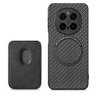 For Honor Magic 7 Pro Carbon Fiber Leather Card Magsafe Phone Case(Black) - 1