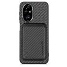 For Honor 200 Pro Carbon Fiber Leather Card Magsafe Phone Case(Black) - 1