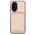 For Honor 200 Pro Carbon Fiber Leather Card Magsafe Phone Case(Khaki) - 1