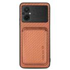 For Xiaomi Poco M5 4G Carbon Fiber Leather Card Magnetic Phone Case(Brown) - 1