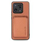 For Xiaomi 13 Pro Carbon Fiber Leather Card Magnetic Phone Case(Brown) - 1