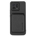 For Xiaomi 13 Carbon Fiber Leather Card Magsafe Phone Case(Black) - 1
