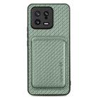 For Xiaomi 13 Carbon Fiber Leather Card Magsafe Phone Case(Green) - 1