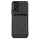For Redmi Note 10 4G Carbon Fiber Leather Card Magsafe Phone Case(Black) - 1