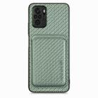 For Xiaomi Redmi Note 10 4G Carbon Fiber Leather Card Magnetic Phone Case(Green) - 1