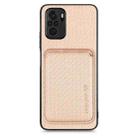 For Xiaomi Redmi Note 10 4G Carbon Fiber Leather Card Magnetic Phone Case(Khaki) - 1