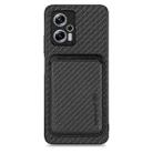 For Xiaomi Redmi Note 11T Pro 5G Carbon Fiber Leather Card Magnetic Phone Case(Black) - 1
