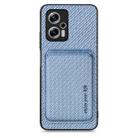 For Xiaomi Redmi Note 11T Pro 5G Carbon Fiber Leather Card Magnetic Phone Case(Blue) - 1