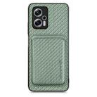 For Redmi Note 11T Pro 5G Carbon Fiber Leather Card Magsafe Phone Case(Green) - 1