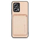 For Redmi Note 11T Pro 5G Carbon Fiber Leather Card Magsafe Phone Case(Khaki) - 1