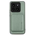 For Xiaomi 14 Carbon Fiber Leather Card Magnetic Phone Case(Green) - 1