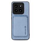 For Xiaomi 14 Pro Carbon Fiber Leather Card Magnetic Phone Case(Blue) - 1