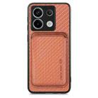 For Xiaomi Redmi Note 13 4G Carbon Fiber Leather Card Magnetic Phone Case(Brown) - 1