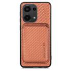 For Xiaomi Redmi Note 13 Pro 4G Carbon Fiber Leather Card Magnetic Phone Case(Brown) - 1