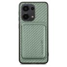 For Xiaomi Redmi Note 13 Pro 4G Carbon Fiber Leather Card Magnetic Phone Case(Green) - 1