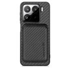 For Xiaomi 15 Carbon Fiber Leather Card Magnetic Phone Case(Black) - 1