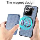 For Xiaomi 15 Carbon Fiber Leather Card Magnetic Phone Case(Blue) - 3