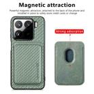 For Xiaomi 15 Carbon Fiber Leather Card Magnetic Phone Case(Green) - 2
