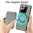 For Xiaomi 15 Carbon Fiber Leather Card Magnetic Phone Case(Green) - 3